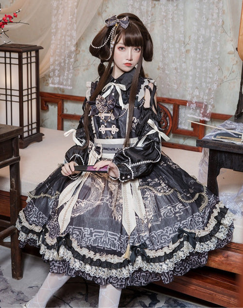 Dragon Dream 華ロリジャンパースカート ヘアアクセ付き