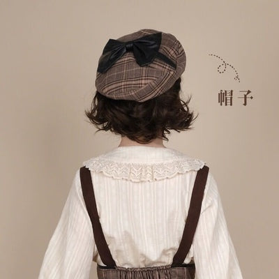 [Pre-order] Traditional check and ribbon beret