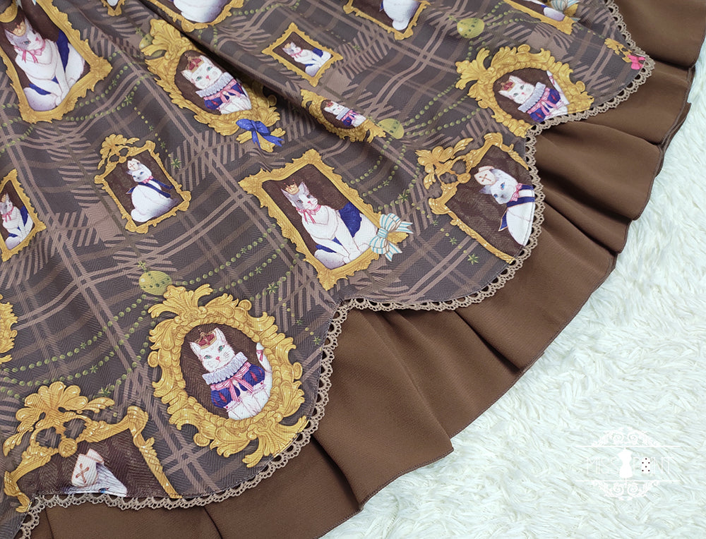 [Pre-order] Frame Cat and Checkered Layered Skirt