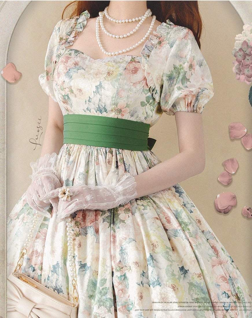 ヴィンテージ風 フローラルプリントワンピース