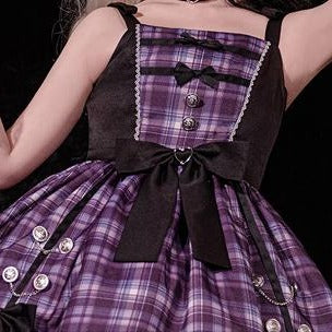Check and Ribbon Gothic Lolita Jumper Skirt