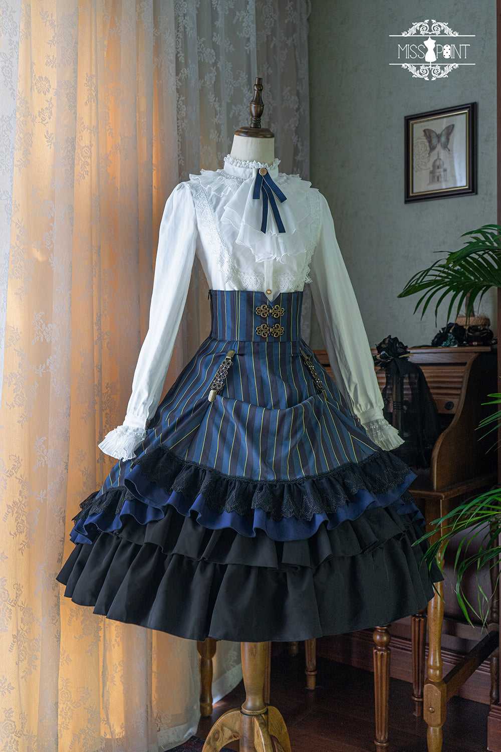 【予約販売】領主貴族のゴスロリ縦縞ハイウエストスカート