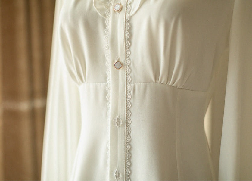 Classical Stand Collar Ribbon Tie Blouse [20% off for combined purchases]
