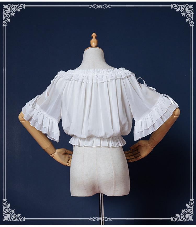 Chiffon half-sleeve sheer blouse