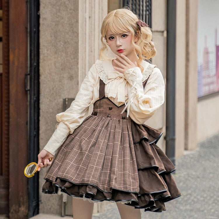 【予約販売】トラッドチェックアリス風サスペンダースカート