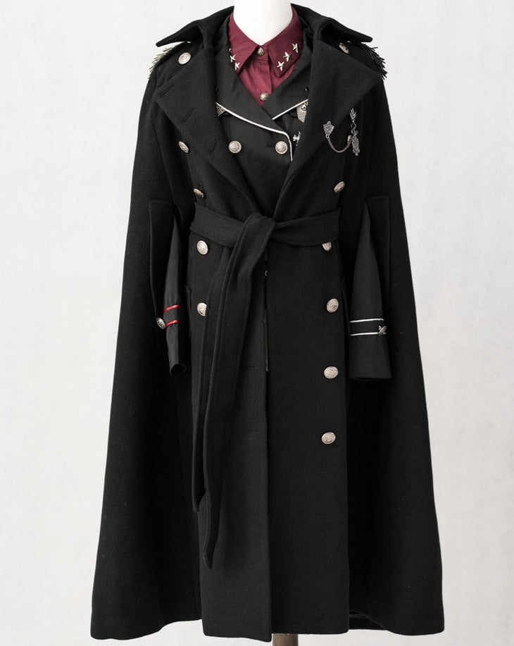 Oath in Black Military Lolita Fur Cloak