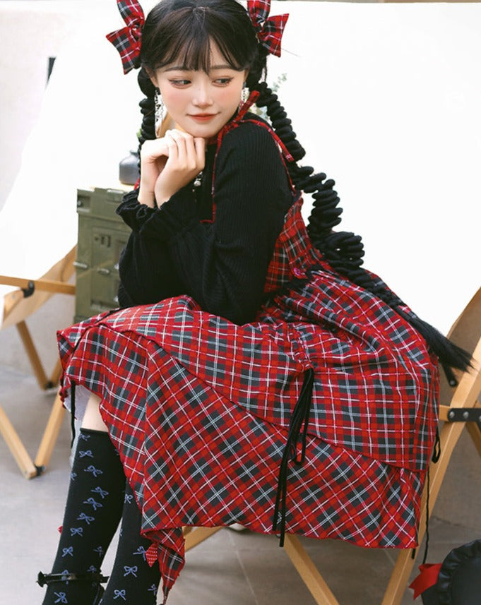 Punk Lolita Tartan Check Jumper Skirt