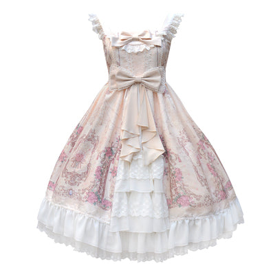 【予約販売】ダブルリボンフロントレース ロリータジャンパースカート