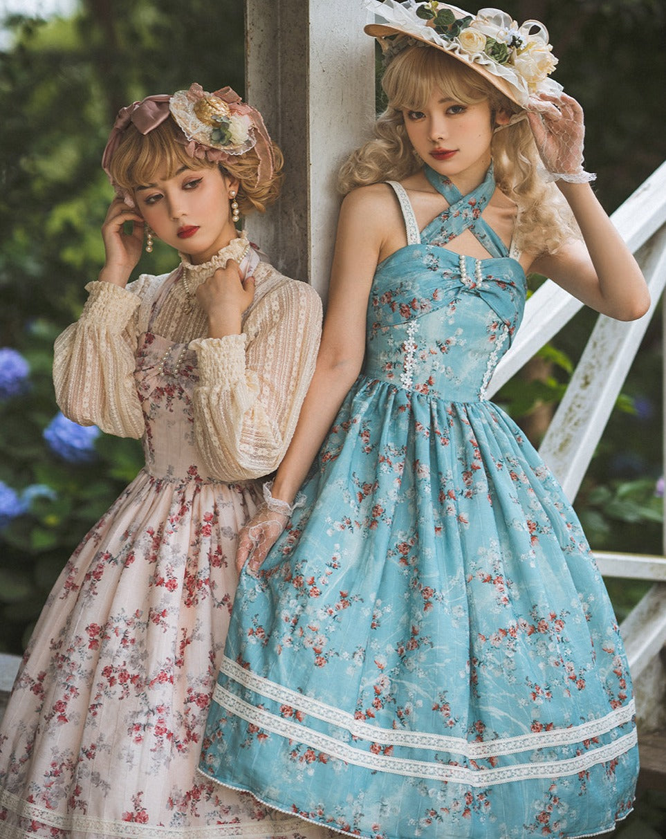 【予約販売】花海棠のフロントリボンクラシカルジャンパースカート