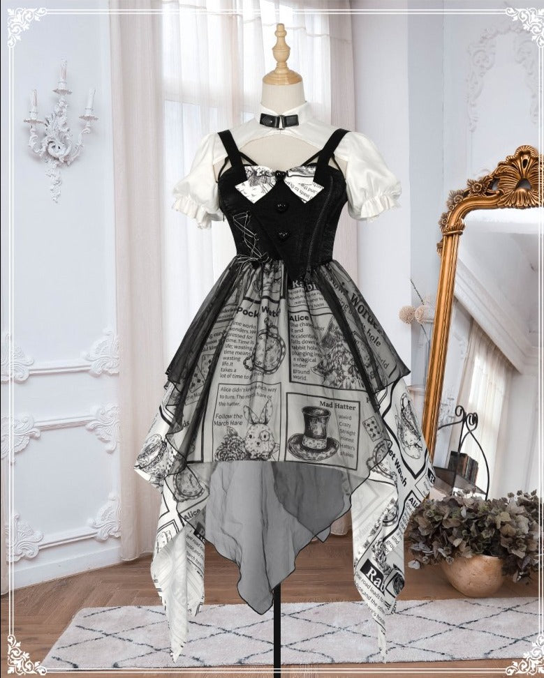 【予約販売】アリス風 デザインスカートモノクロロリィタドレス