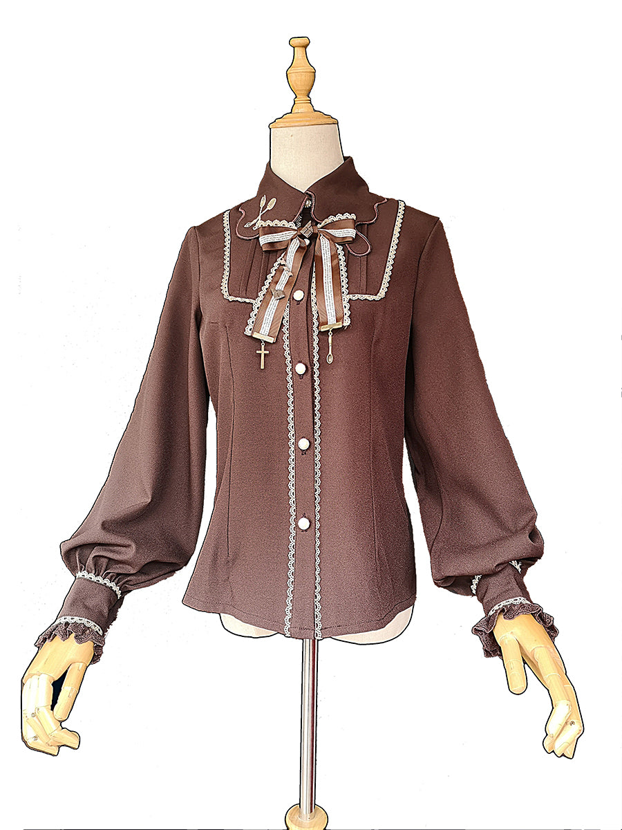 【予約販売】変わり襟ランタンスリーブブラウス