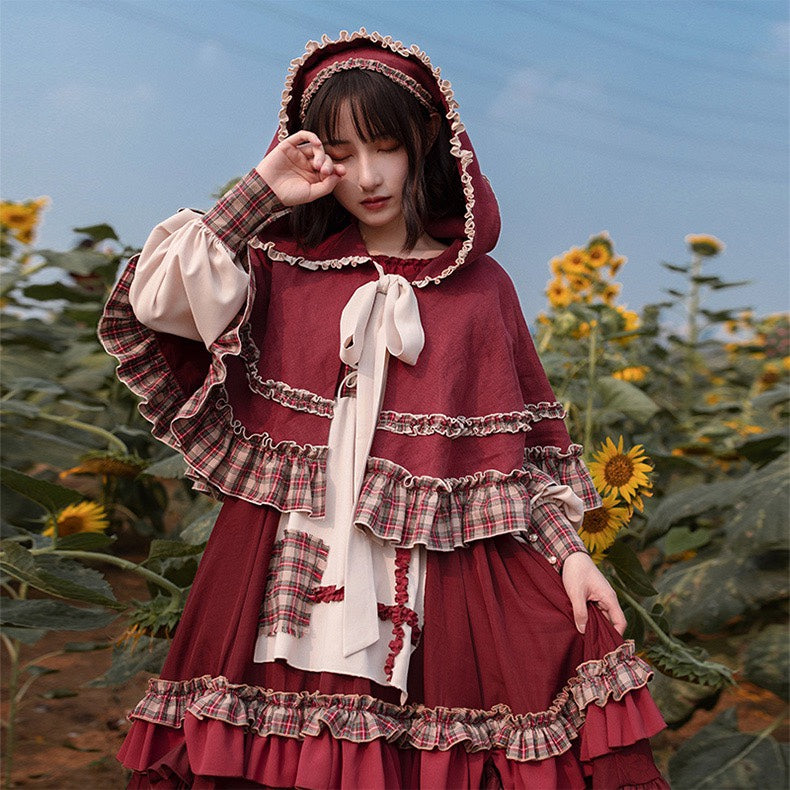 Little Red Riding Hood Layered Skirt Country Lolita Dress RonRon Little Red Riding Hood Layered Skirt Country Lolita Dress RonRon