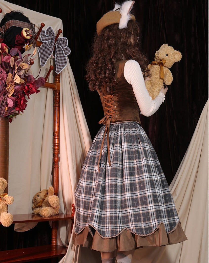 [Pre-order] Classical layered skirt with plaid pattern