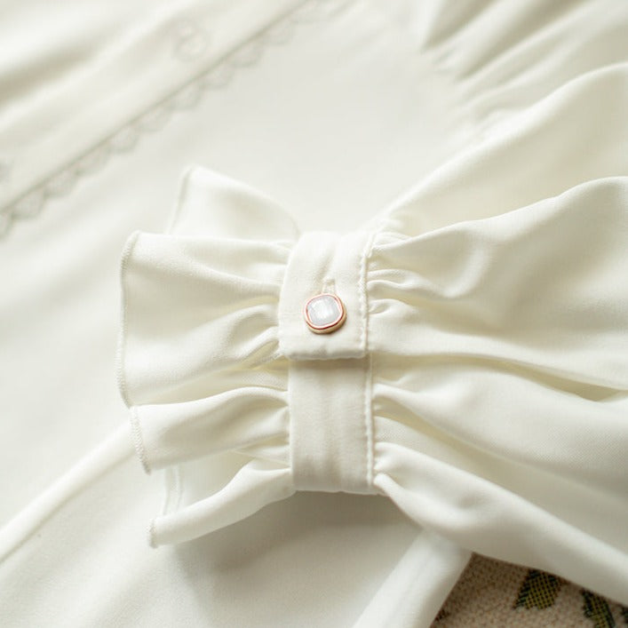 Classical Stand Collar Ribbon Tie Blouse [20% off for combined purchases]