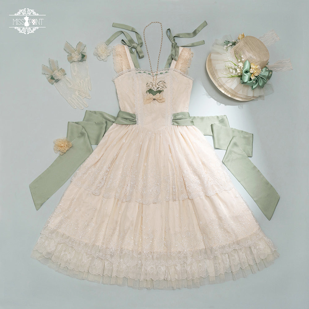 鈴蘭の花刺繍 レイヤードジャンパースカート – ロリータファッション