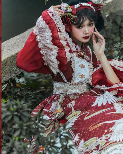 鶴の飛翔 華ロリプリンセスドレス フルセット – ロリータファッション