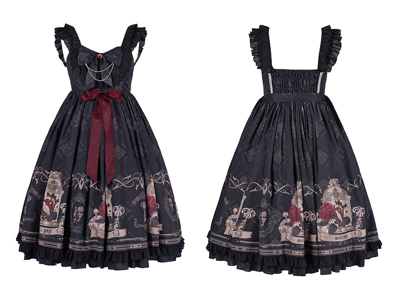 Classic Birdcage Pattern Lolita Jumper Skirt