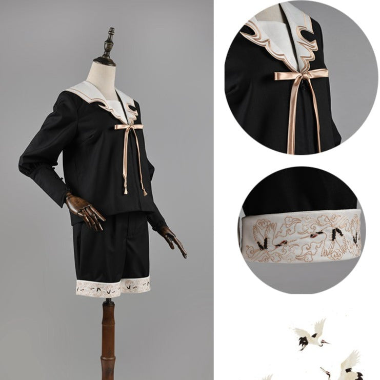 Hana Lolita x Prince Tsuru Embroidery Tops/Shorts Setup