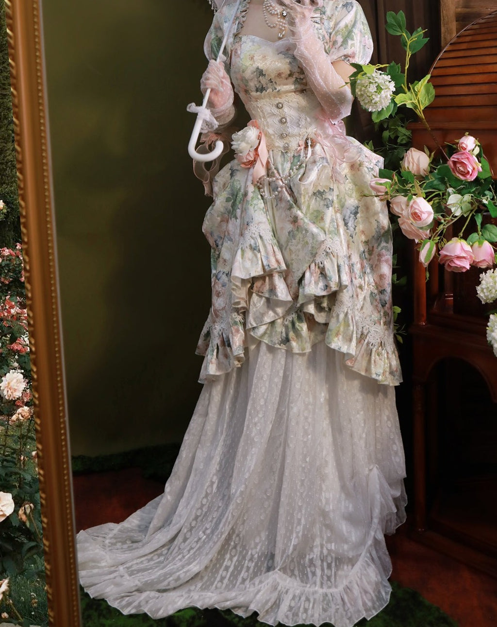ヴィンテージ風 フローラルプリントワンピース