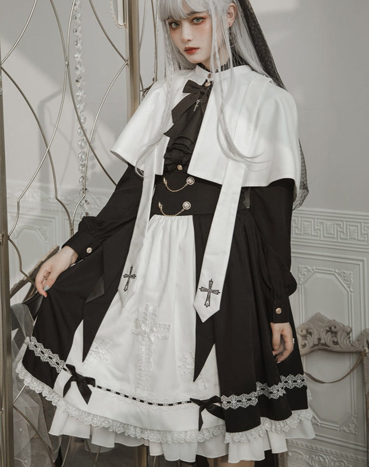 【予約販売】Holy academy 学院風 ゴスロリ スカート・マントセットアップ