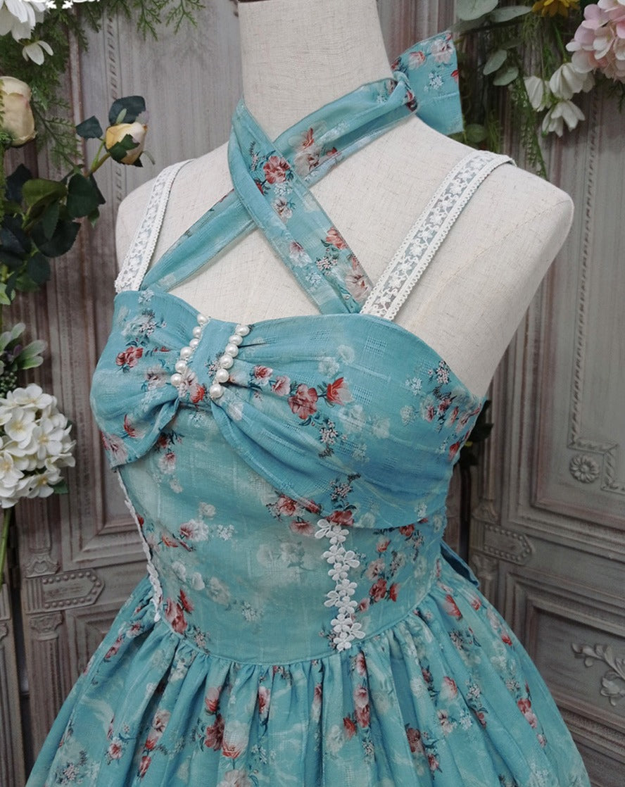 【予約販売】花海棠のフロントリボンクラシカルジャンパースカート