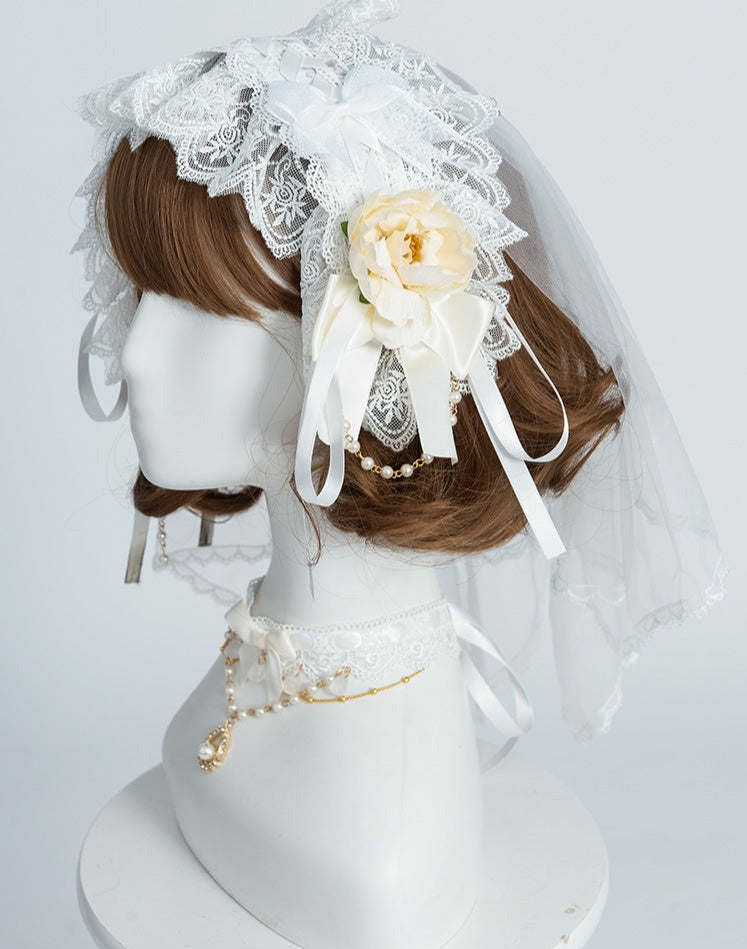 Day and Night レースとフリルの花嫁ロリィタドレス フルセット