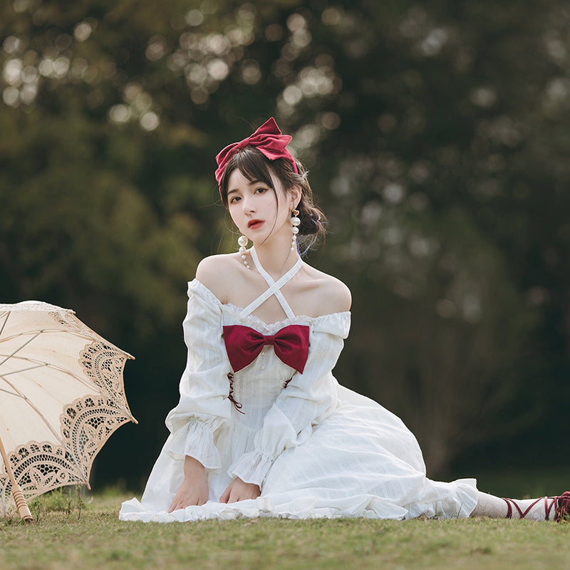 White jacquard fabric Lolita dress