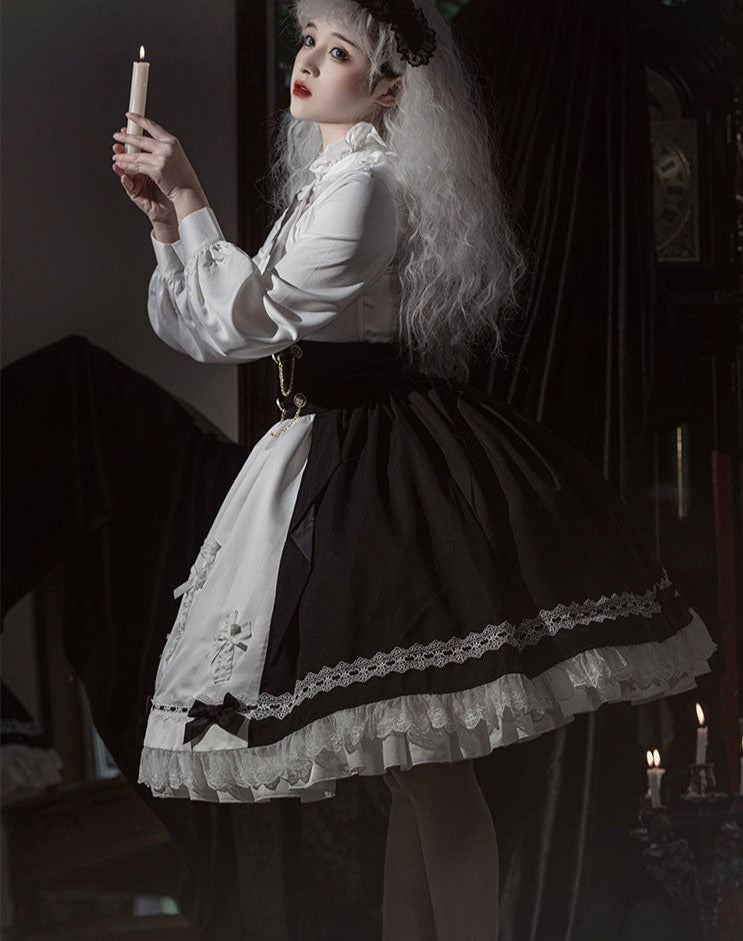 【予約販売】Holy academy 学院風 ゴスロリ スカート・マントセットアップ