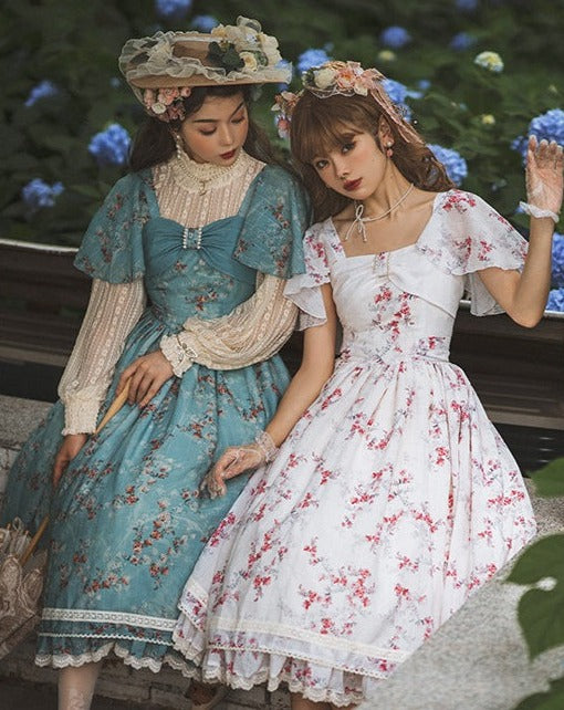 【予約販売】花海棠のフロントリボンクラシカルワンピース