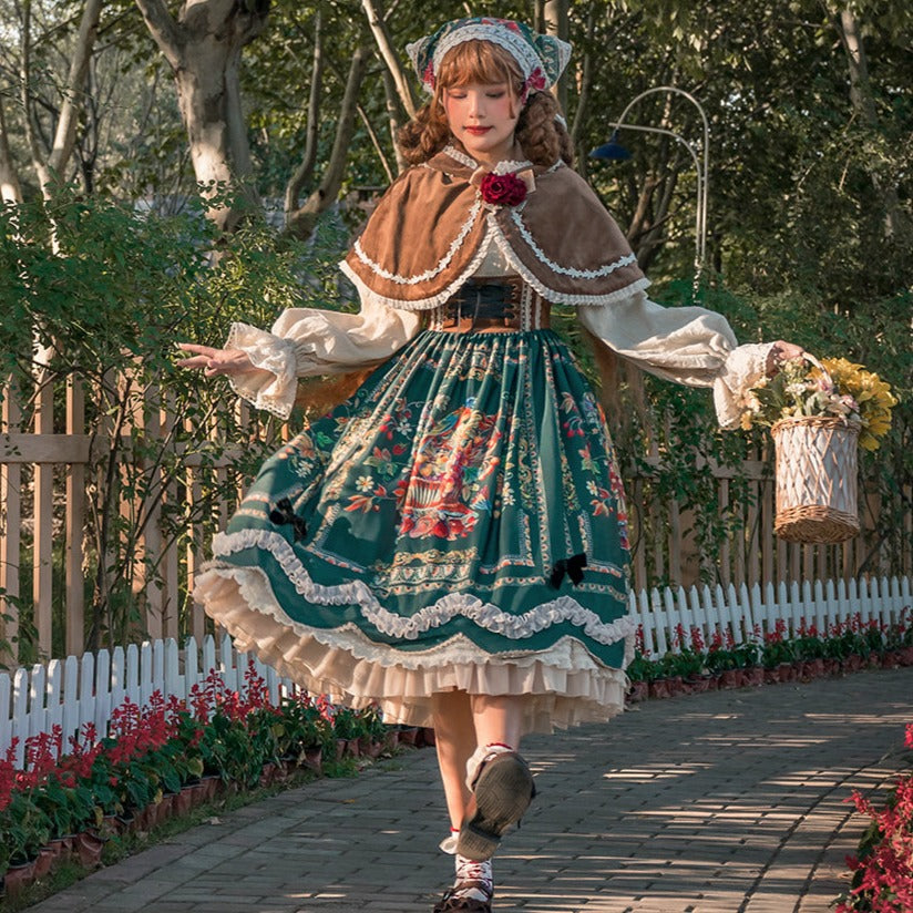 [Pre-order] Bavarian Girl Country-style Jumper Skirt [Long Type]