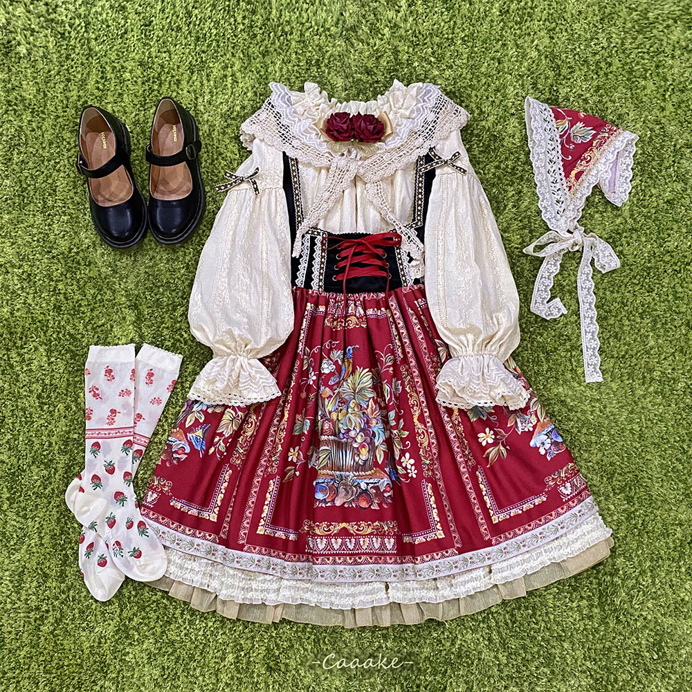 【予約販売】バイエルンの少女 カントリー風ジャンパースカート［ショートタイプ］