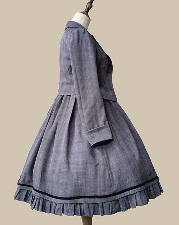 Foggy Track Traditional Check Jumper Skirt and Jacket