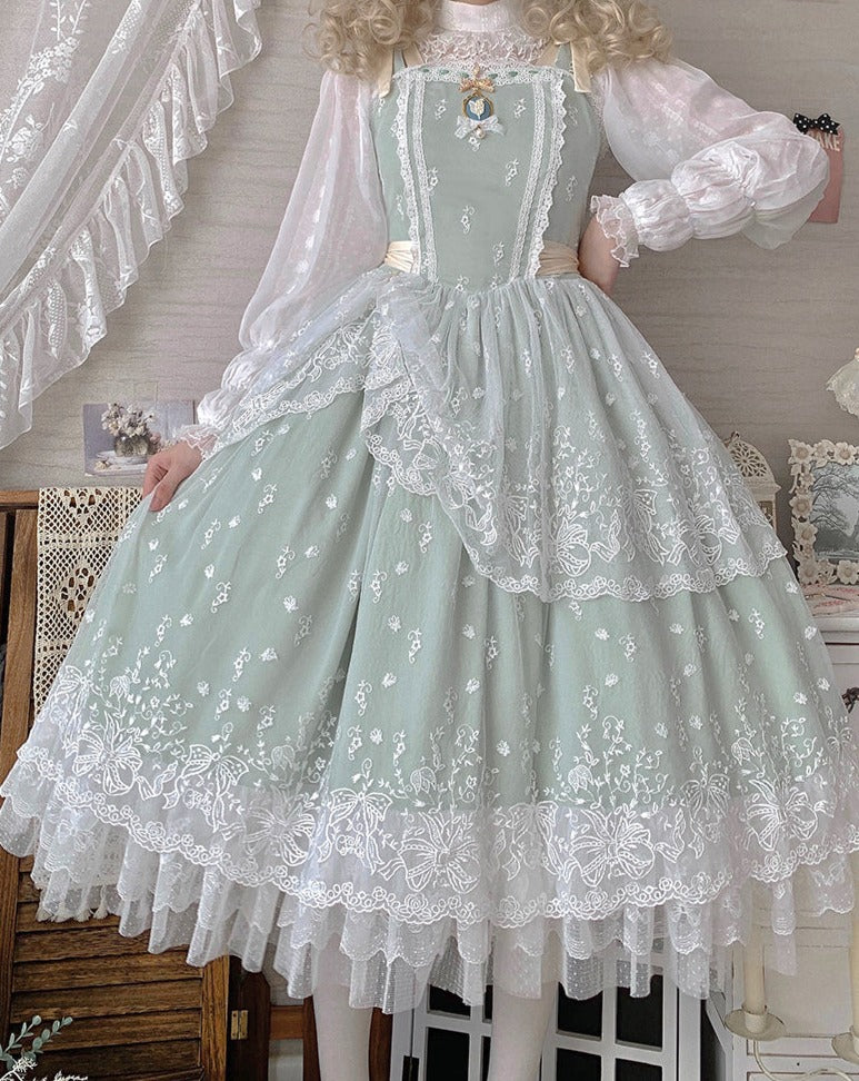 鈴蘭の花刺繍 レイヤードジャンパースカート – ロリータファッション