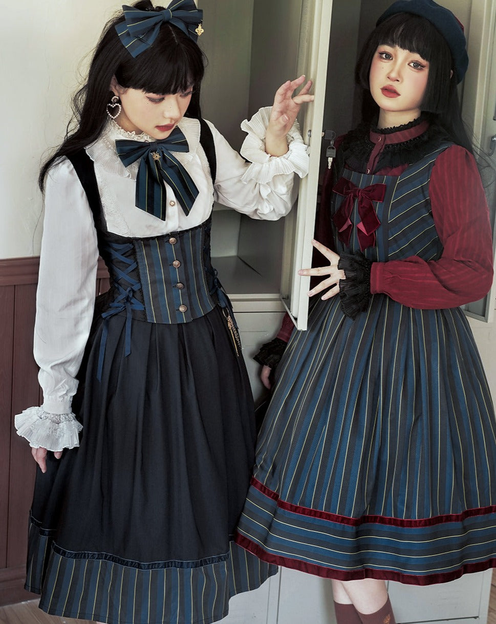 [Pre-order] Lord and noble's gothic lolita vertical striped skirt and vest