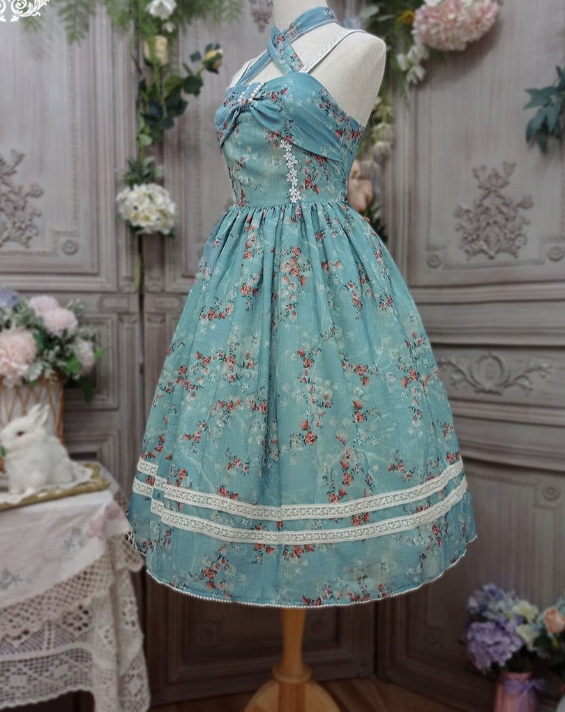 【予約販売】花海棠のフロントリボンクラシカルジャンパースカート