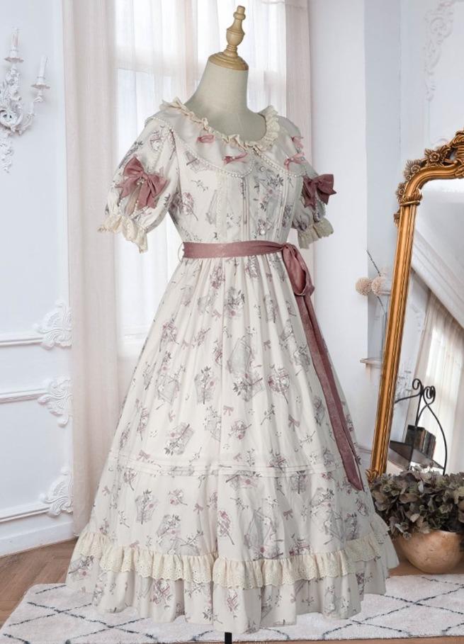 Pre-order [IDOLFILE] featured products | Sweet loli lolita dress with pearl and pink sash ribbon