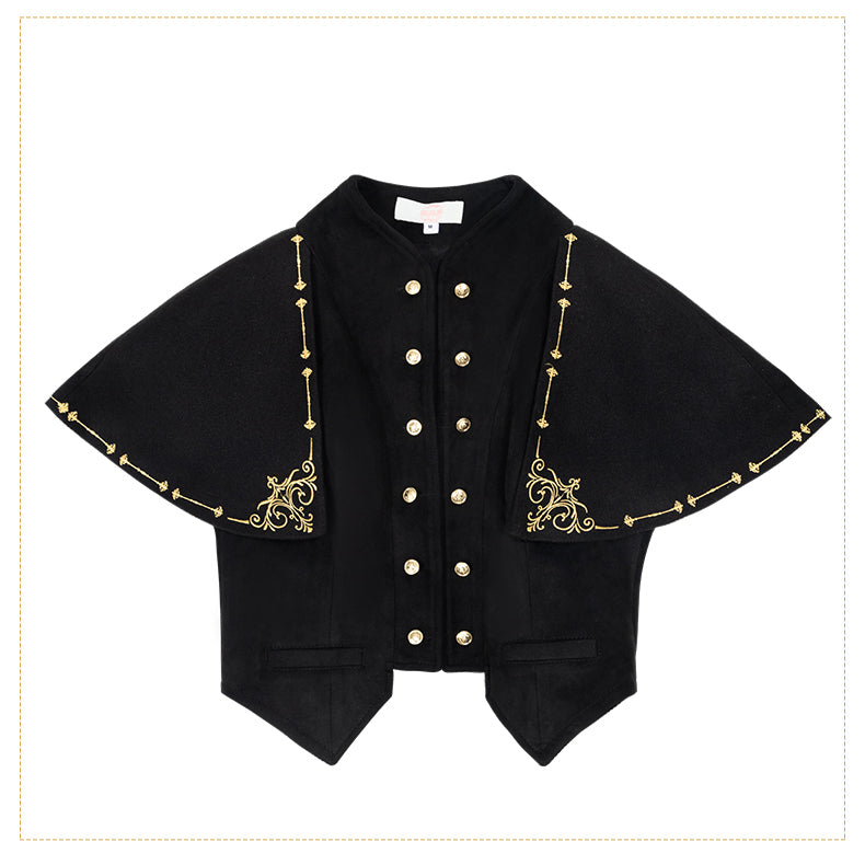 [Reservation sale] Gold embroidery cloak, vest, collar 3-piece set