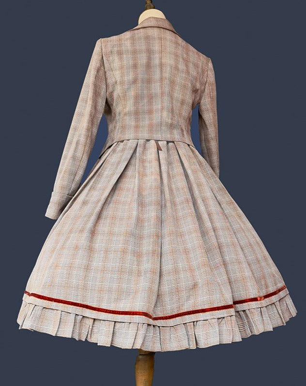 Foggy Track Traditional Check Jumper Skirt and Jacket