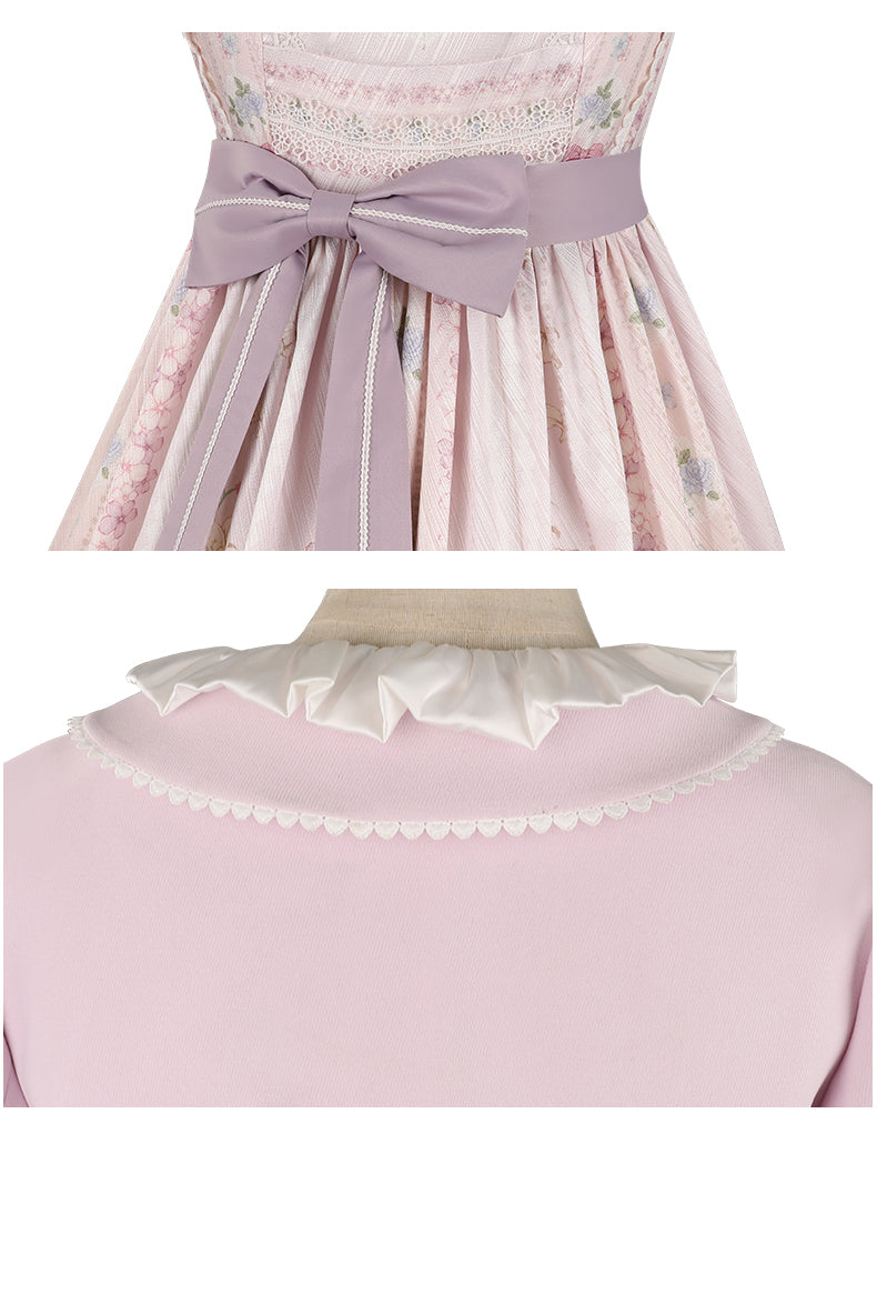 【予約販売】可憐な花香る ペールピンクのジャンパースカート