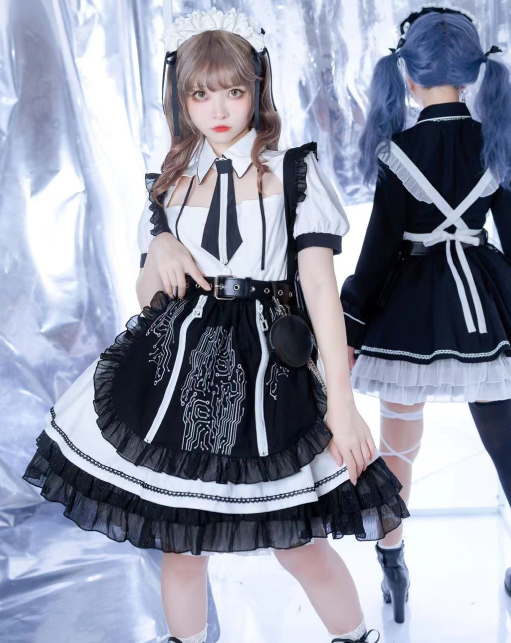 【予約販売】SFメイド ゴスロリエプロン付き半袖ワンピース