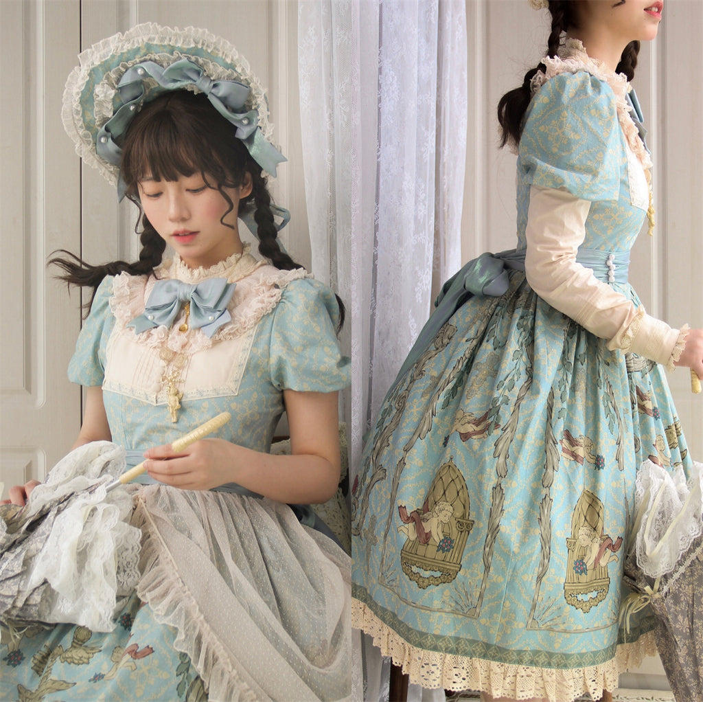 Wonderland Paradise アンティーク調コットンワンピース 付け袖付き