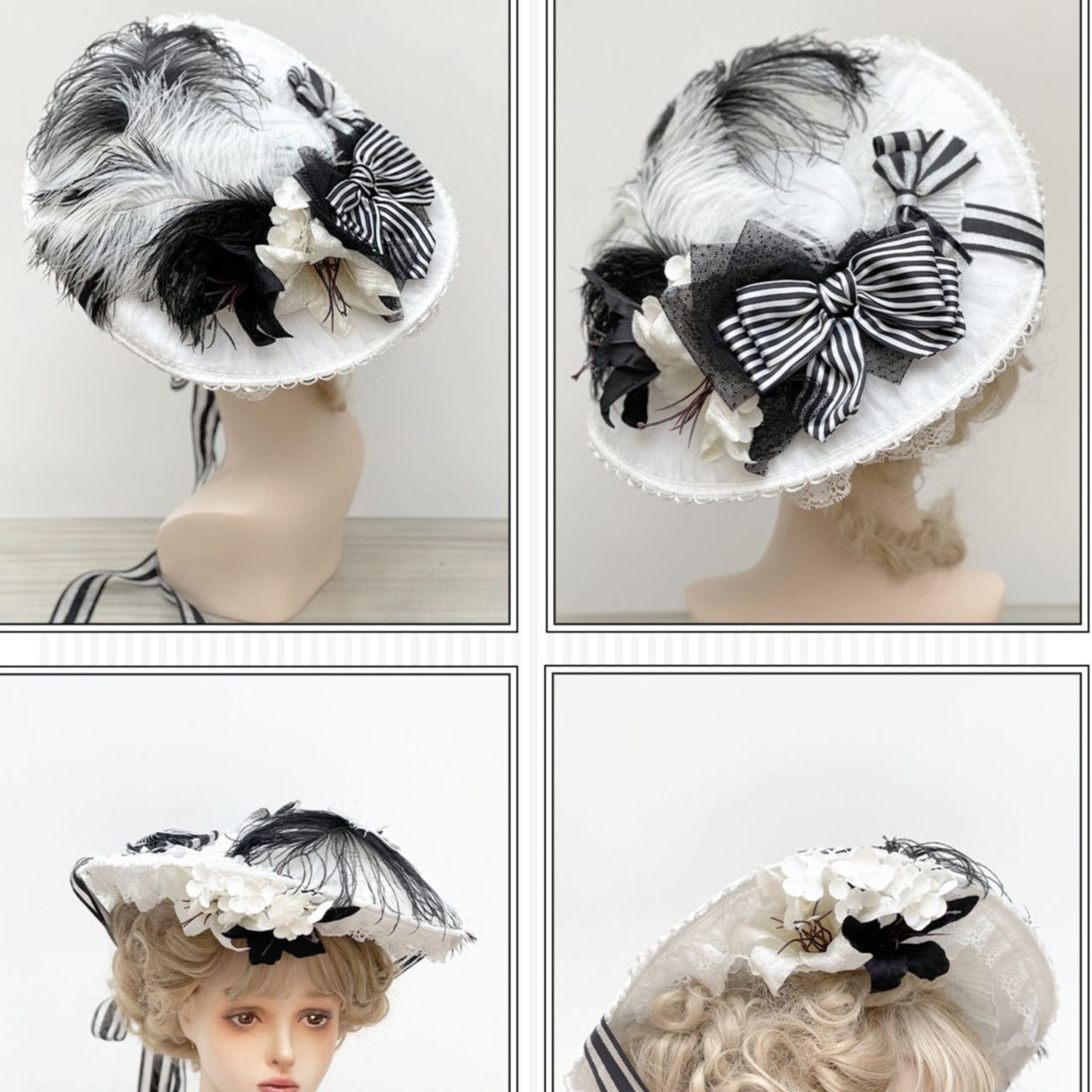 My fair lady-style striped ribbon dress and hat