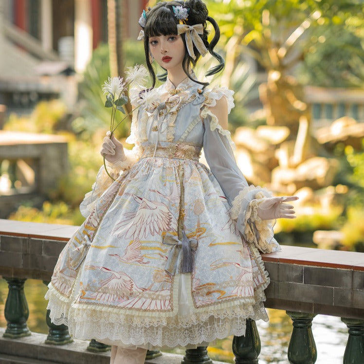 鶴の飛翔 華ロリプリンセスドレス フルセット