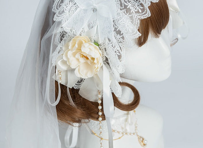 Day and Night レースとフリルの花嫁ロリィタドレス フルセット