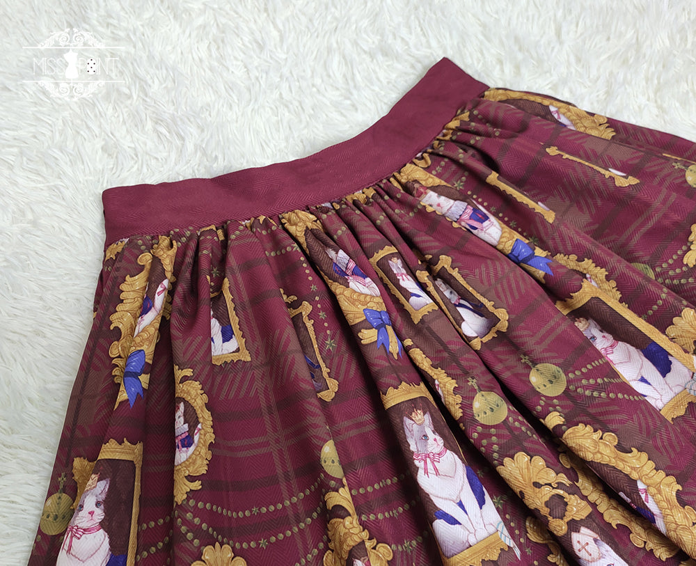 [Pre-order] Frame Cat and Checkered Layered Skirt