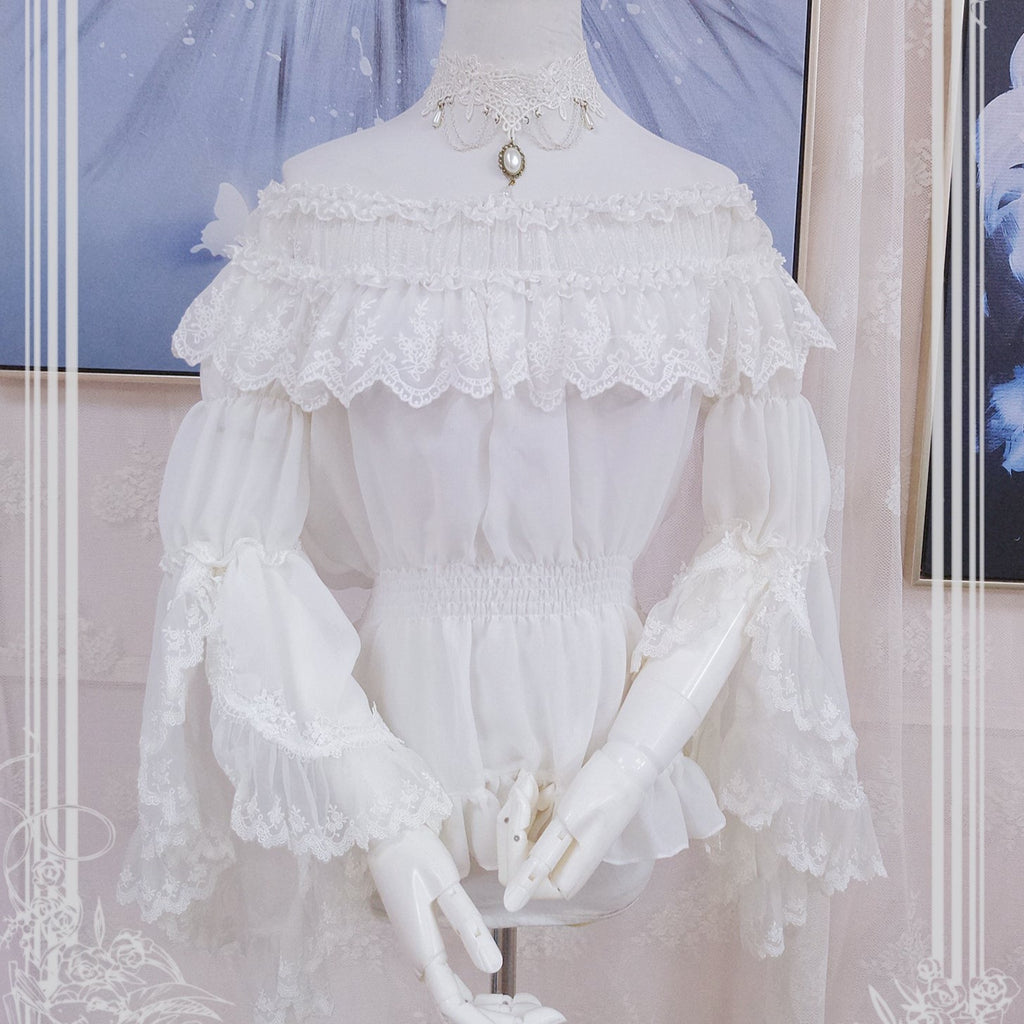シフォンレースの姫袖プリンセスブラウス【合わせ買い＆クーポン入力で20%off】