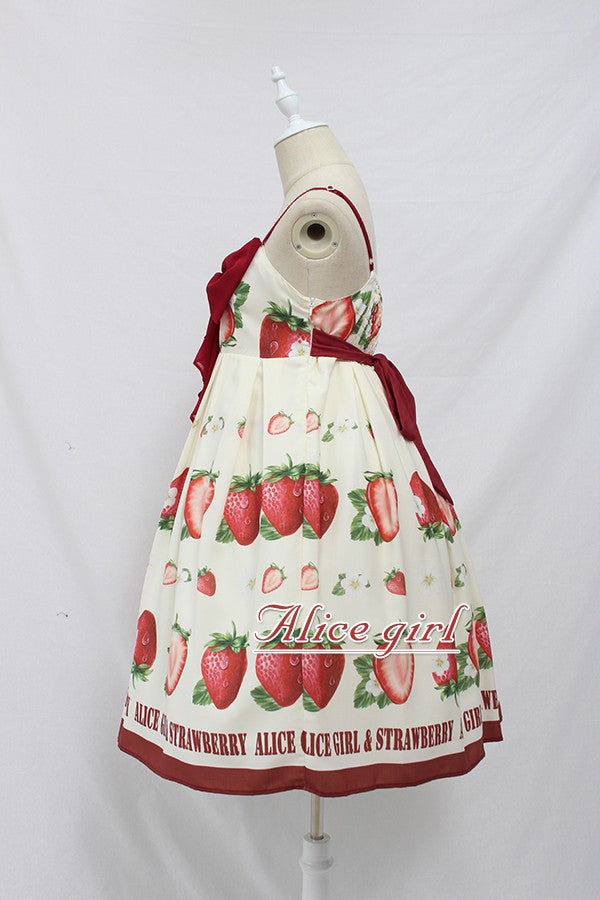 Ribbon &amp; Strawberry Jumper Skirt S size