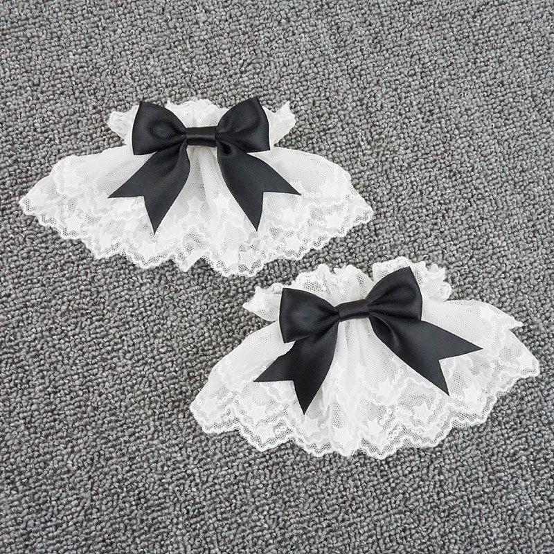 Lace Black Ribbon Lolita Cuffs