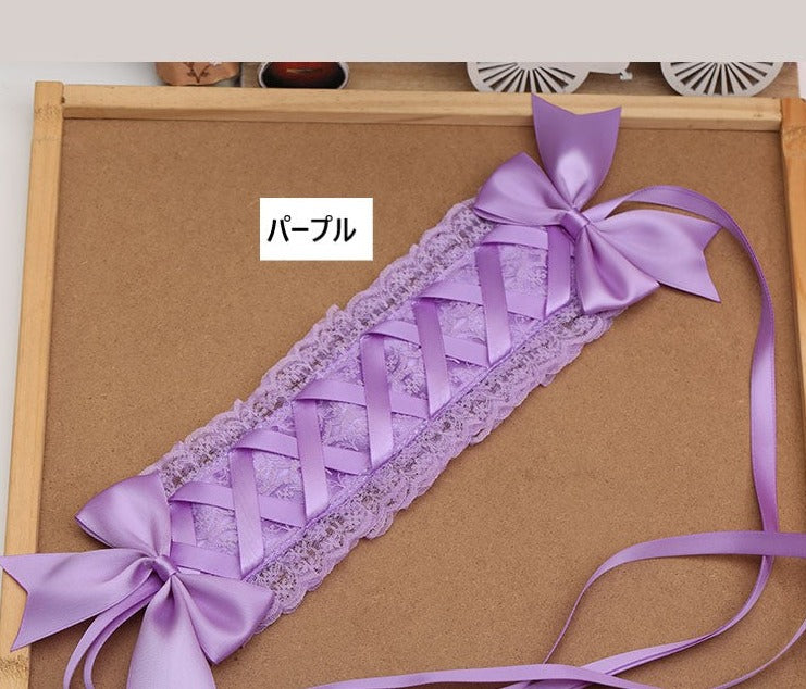 ♡ うさみみ フリル リボンヘッドドレス 2way purple ♡ - ヘア