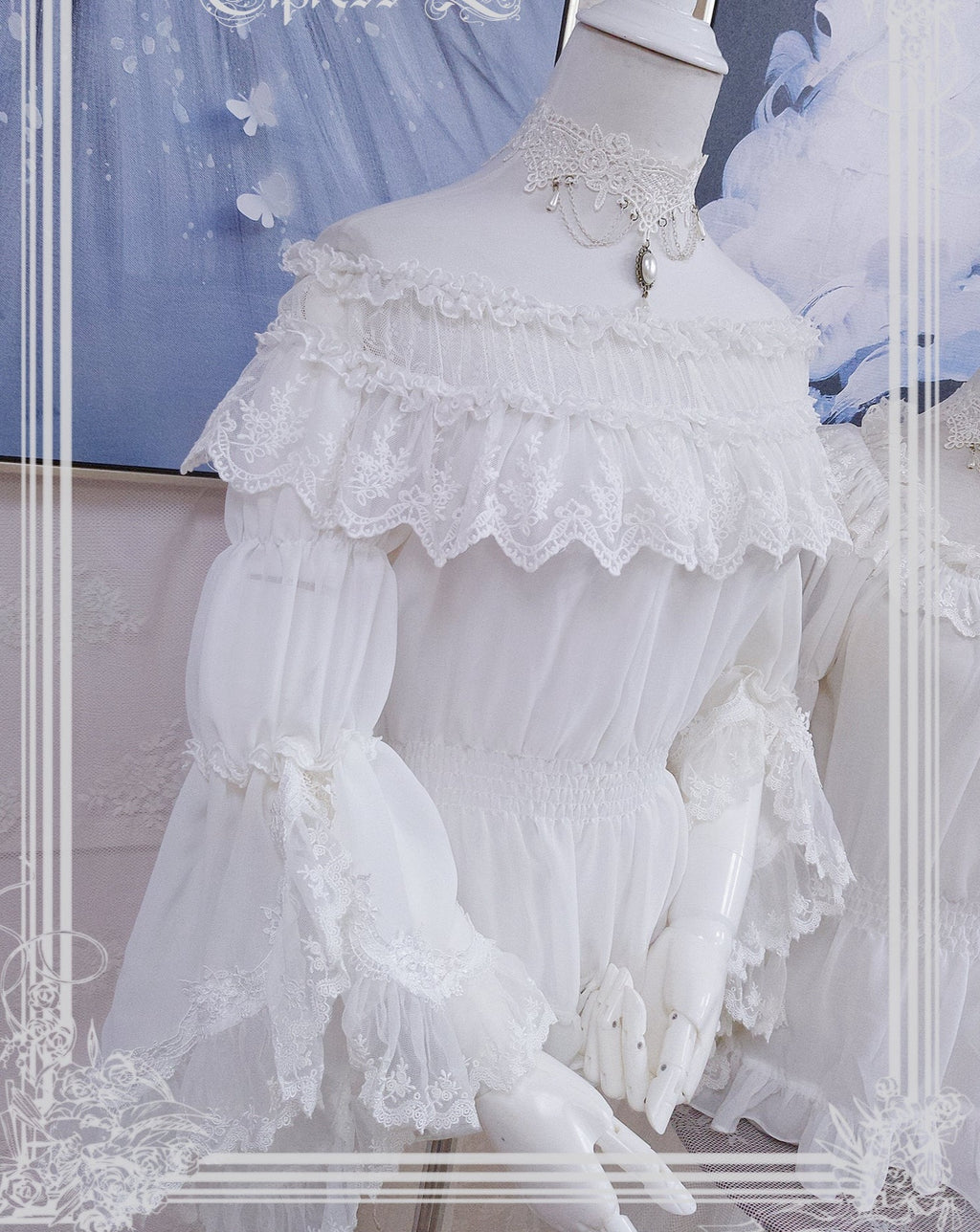 シフォンレースの姫袖プリンセスブラウス【合わせ買い＆クーポン入力で20%off】